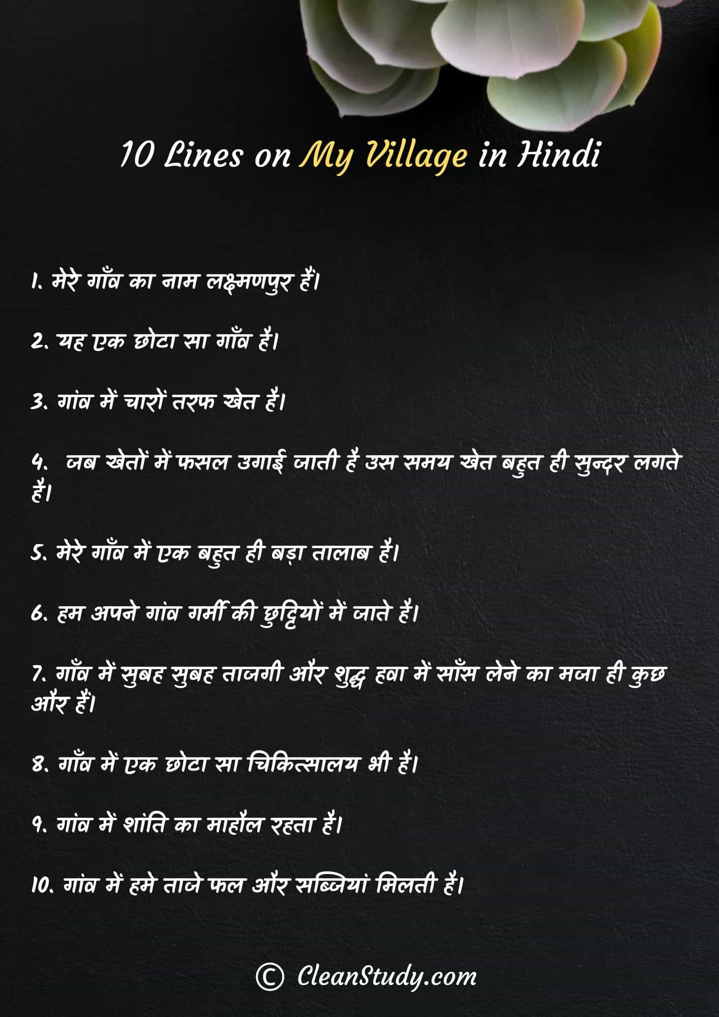 10 Lines on My Village in Hindi
