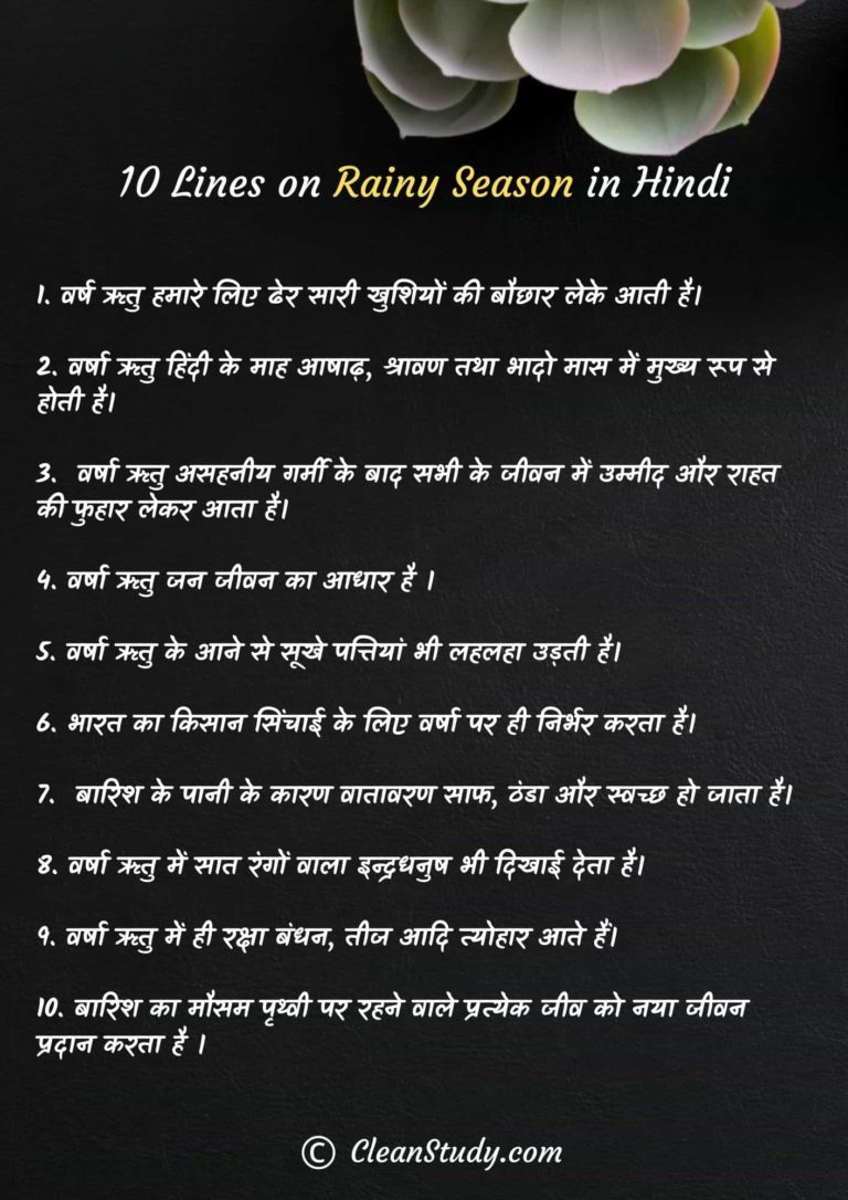 rainy season essay 10 lines in hindi