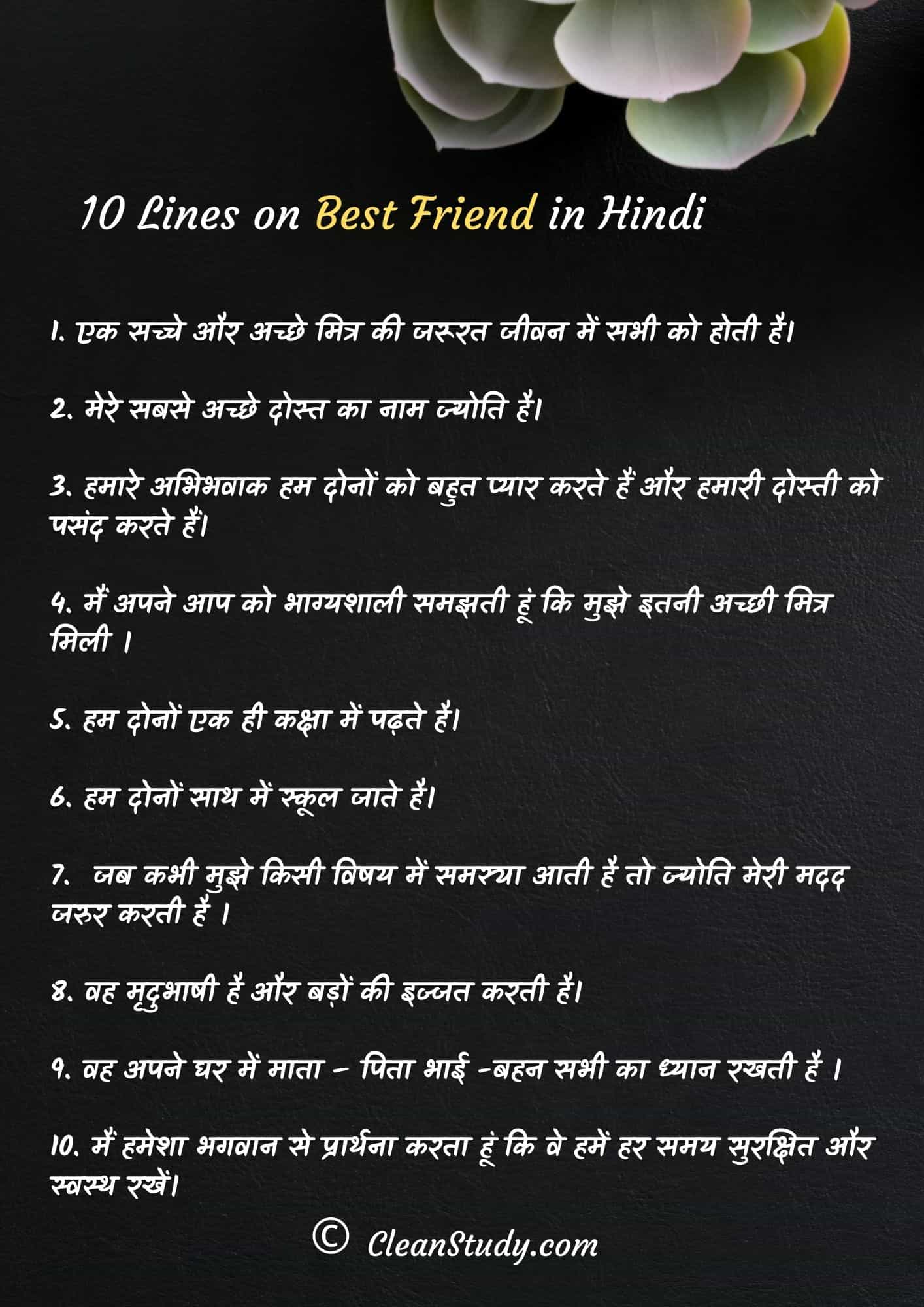 10 Lines on Best Friend in Hindi