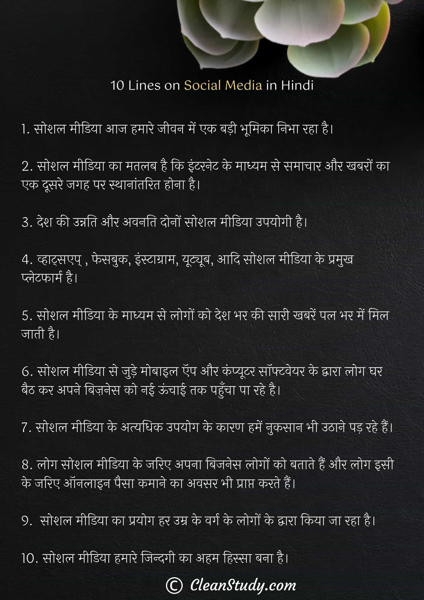 10 Lines on Social Media in Hindi